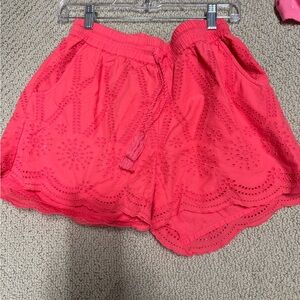 Women's Pink Eyelet scalloped Shorts